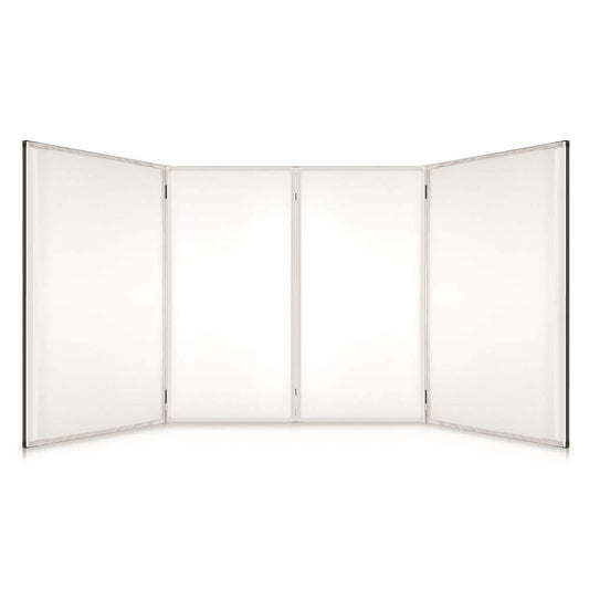 Pyle DJ Booth Foldable Cover Screen - Portable Event Facade Front Board Video Light Projector Display Scrim Panel with Folding Steel Frame Stand, Stretchable Material - PDJFAC12 (48"x24.2"x46" White)