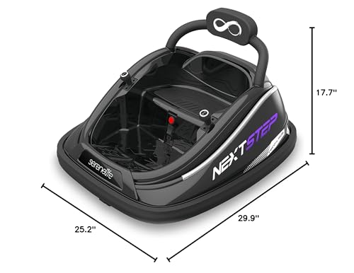 SereneLife 12V Electric Bumper Car for Kids – Remote Control Option, 360° Spin, LED Lights, Safety Belt, Kids Toddler Baby Bumper Car 3-8 Years (Black)