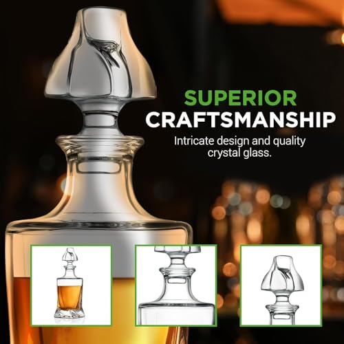 NutriChef Whiskey Decanter Set - Elegant Crystal Glass w/ Four 750ml BPA-Free Glasses - Naturally Aerates & Separates Whisky Sediment - Easy To Clean, Dishwasher Safe