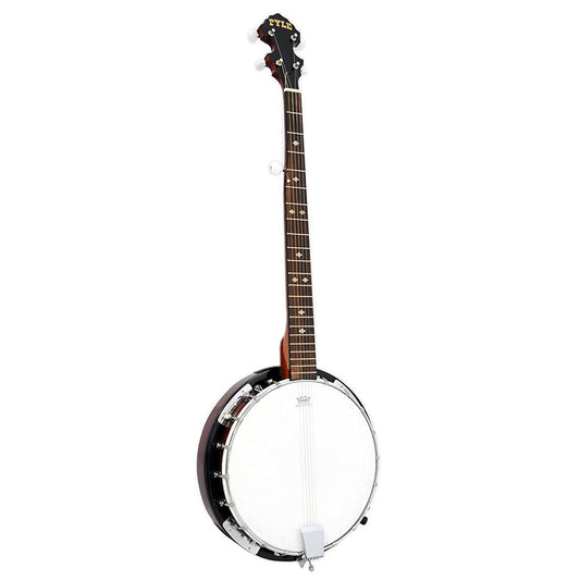 PYLE-PRO 5-String Geared Tunable Banjo with White Jade Tune Pegs & Rosewood Fretboard Polished Rich Wood Finish Maplewood Bridge Stand & Truss Rod Adjustment Tool - PBJ60