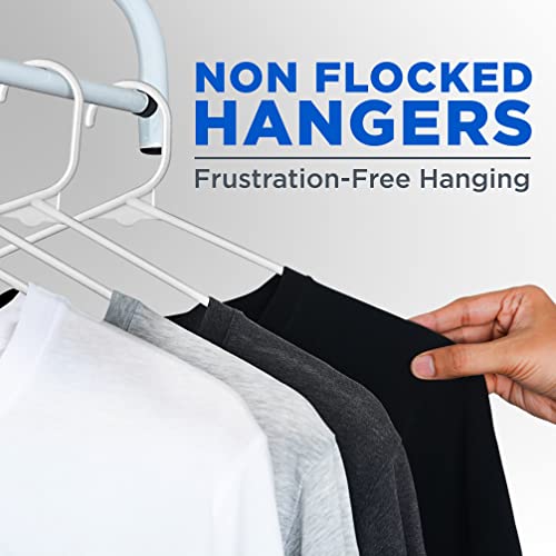 SereneLife 50 Pack Plastic Hangers, Non-Slip, Space-Saving Closet Organizers, Durable and Strong for Shirts, Sweaters, Hoodies, Kids Clothes & Dresses, Ultra-Thin, Lightweight
