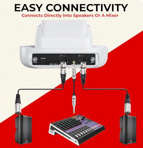 Pyle Wireless Microphones - UHF 2x100 Channel Receiver, Karaoke Microphone with DSP, High-Fidelity, Infrared Sync, Wireless Microphone System for Professional Singers, Stage & Artists