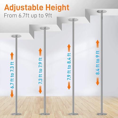 SereneLife Portable Spinning Dancing Pole – Adjustable 82–108'' Removable Fitness Pole with Dome & Base – Durable Steel Structure for Exercise & Training, Holds Up to 1102 lbs, Includes Full Kit