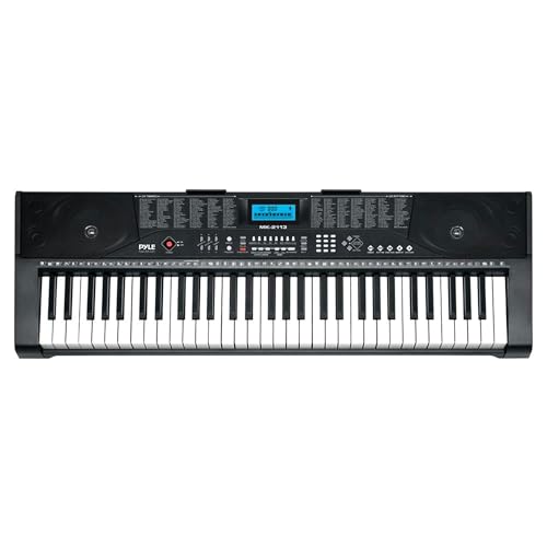 PYLE 61 Key Electric Keyboard Piano, Music Keyboard, LCD Display, Portable Design, Karaoke Function, Includes Headphones, Stand, Stool, Book Rack, Perfect for Beginners