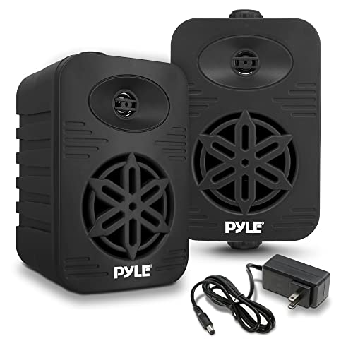 PyleUsa Bluetooth Indoor Outdoor Speakers Pair - 300 Watt Dual Waterproof 4” 2-Way Full Range Speaker System W/ 1/2” High Compliance Polymer Tweeter - Home, Boat, Deck, Patio, Poolside - PDWRBT46BK,black