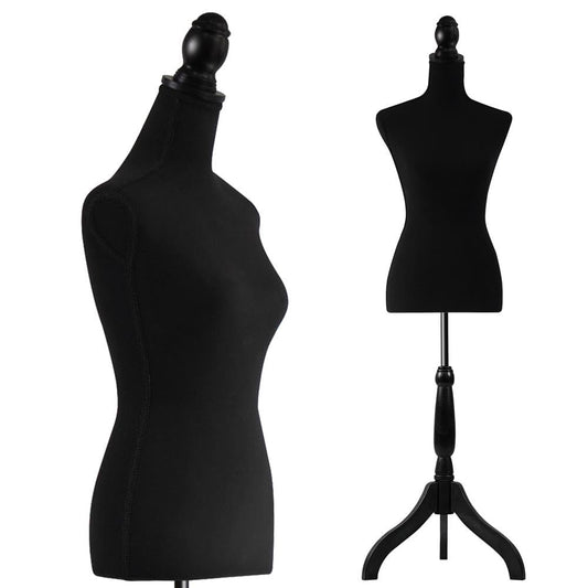 SereneLife Female Mannequin Dress Form with 52–64" Adjustable Tripod Stand – Black Foam Torso for Clothing Display, Sewing, Tailoring & Jewelry – Lightweight & Durable Design for Home or Store