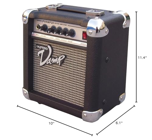 Pyle 20-Watt Vamp-Series Amplifier-Vamp-Series Amplifier w/3-Band EQ&Overdrive,Has Clean and Overdrive Channels For a Crunchy,Powerful Sound,20 Hz to 15 kHz Frequency Response-Pyle PVAMP20