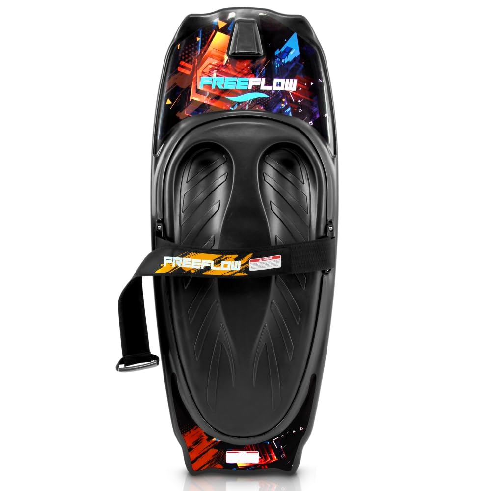 SereneLife Water Sport Kneeboard with Hook for Kids & Adults, Kneeboard with Strap for Boating, Waterboarding, Kneeling Boogie Boarding, Knee Surfing, (SLKB20), Black, 50.0’’ x 20.0’’ x 4.5’’
