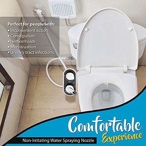 Serenelife Bathroom Bidet Seat Attachment - Fresh & Hot Water Adjustable Function with Plastic Sprayer for Full Bottom Cleaning - Standard Non-Electric Mechanical Self Clean Personal Hygiene SLTLSP14