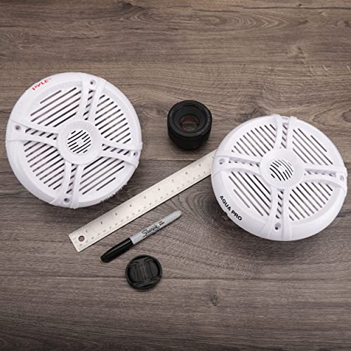 Pyle 250 Watt Marine Speaker System - Water Resistant Dual 2 Way 6.5 Inch Outdoor Stereo Audio Sound Speakers w/ 65Hz-20kHz Frequency Response, Heavy Duty 35oz Magnet Structure - Pyle PLMRX67 (White)