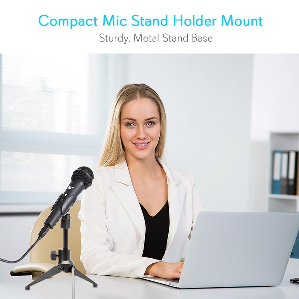 Pyle Desktop Microphone Stand - Heavy Duty Die-Cast Metal Tripod - Adjustable height 4.7” to 8.7” H, Heavy Duty Clutch Supports up to 5 Lbs. - Ideal for Podcasts, Desktop Recording, Office - PMKSDT25