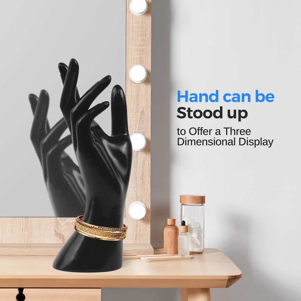 SereneLife Jewelry Hand Display Holder, 8.7-Inch Long Female Mannequin Hand, Perfect for Showcasing Rings, Bracelets, Bangles, Watches, Gloves, Sturdy, Stylish Display for Accessories