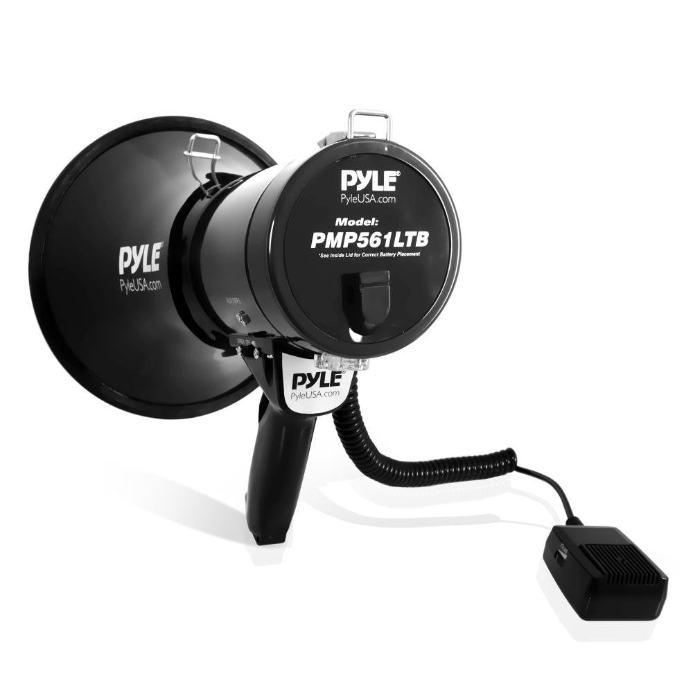 Pyle 50W Portable Megaphone Bullhorn Speaker with Microphone, 1200 Yard Range for Indoor/Outdoor Use, Alarm Siren & Adjustable Volume for Cheerleading Fans, Coaches or Safety Drills