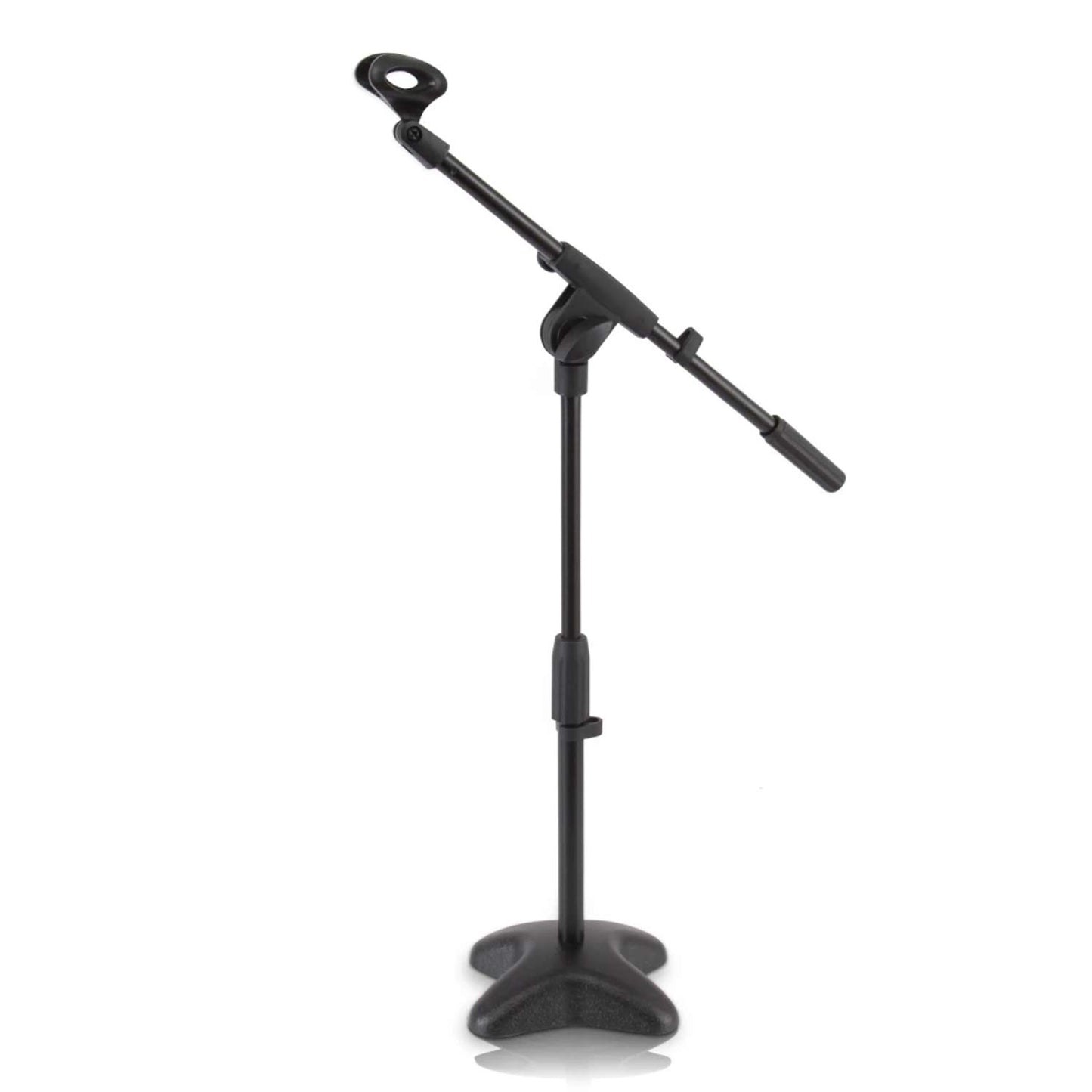 Pyle Universal Compact Microphone Stand - Mic Mount Holder Height Adjustment 19.0” to 26.0” Inch and Telescoping Boom Extension Adjustable Up to 16.0'' w/ Knob Style Tension Lock Mechanism - PMKS7