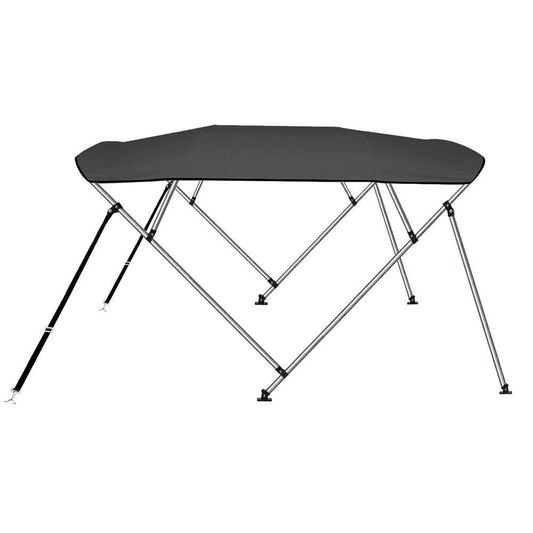 SereneLife 4 Bow Bimini Top Boat Cover – 96" L x 85-90" W x 54" H, Durable 1" Aluminum Frame, Waterproof & UV-Resistant, Easy Install with Front Straps, Rear Support Arms & Free Storage Boot (Gray)