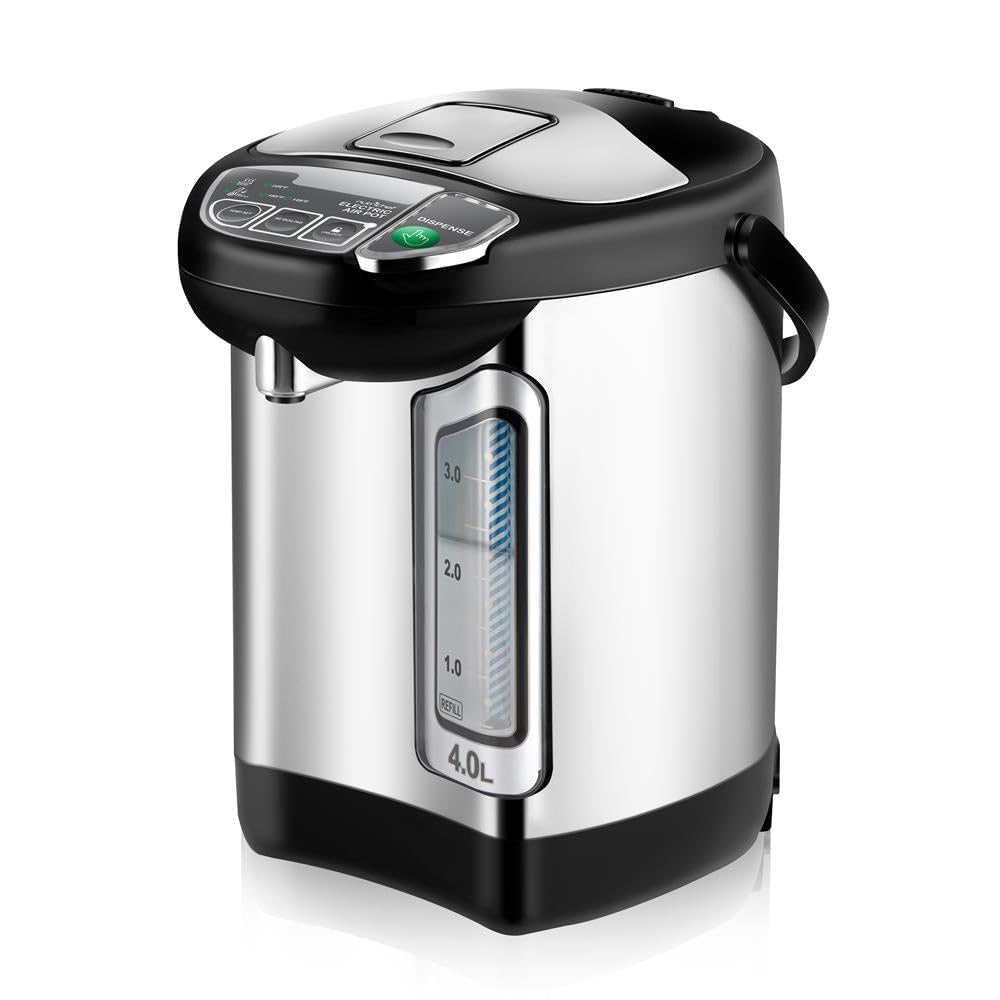 NutriChef Electric Water Boiler and Warmer - 4L/4.2Qt Stainless Steel Electric Hot Water Dispenser w/Rotating Base, Auto Shut Off, Safety Lock, Instant Heating for Coffee & Tea (NCHUB24)