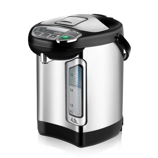 NutriChef Electric Water Boiler and Warmer - 4L/4.2Qt Stainless Steel Electric Hot Water Dispenser w/Rotating Base, Auto Shut Off, Safety Lock, Instant Heating for Coffee & Tea (NCHUB24)