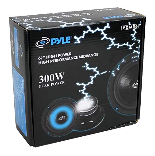 Pyle 6.5" Car Audio Speaker Midrange - 300 Watt High Power Sealed Back Mid Range Speakers System w/ Paper Coating Cone, 200-5 kHz, 93 dB, 8Ohm, 30 oz Magnet, 1 inch KAPTON Voice Coil - PDMR6