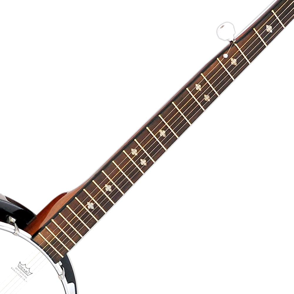 PYLE-PRO 5-String Geared Tunable Banjo with White Jade Tune Pegs & Rosewood Fretboard Polished Rich Wood Finish Maplewood Bridge Stand & Truss Rod Adjustment Tool - PBJ60