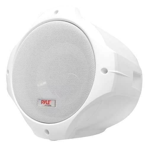 Pyle Waterproof Marine Wakeboard Tower Speakers - 6.5in Dual Subwoofer Speaker Set and 1” Tweeter with 200 Watt Power - 2-way Boat Audio Stereo System with Mounting Bracket - 1 Pair - PLMRW65 (White)
