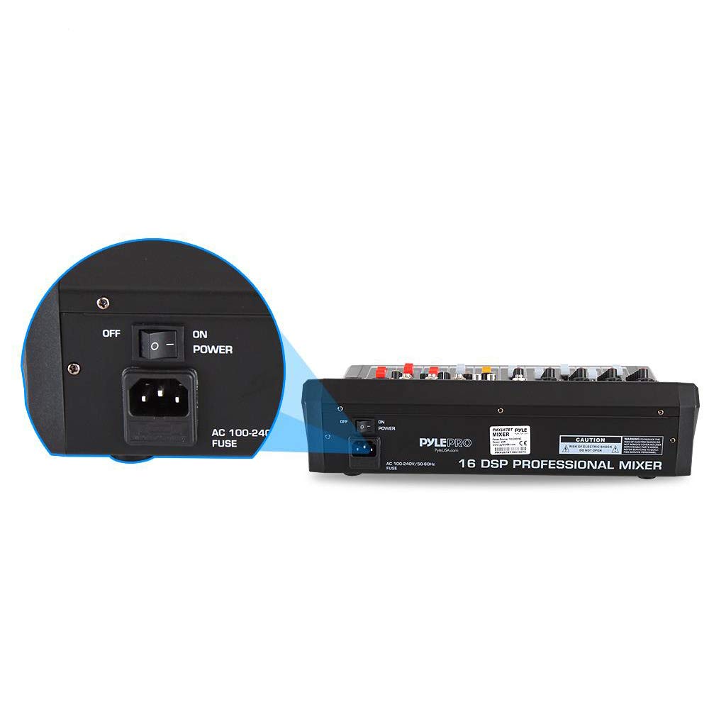 Pyle 6-Channel Bluetooth Studio Audio Mixer - DJ Controller w/ USB Drive - XLR Mic Input - +48V Phantom Power - 16 DSP Effects - MP3/WAV Playback - For Professional & Beginner Use - PMXU67BT