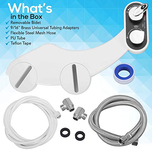 Serenelife Bathroom Bidet Seat Attachment - Fresh & Hot Water Adjustable Function with Plastic Sprayer for Full Bottom Cleaning - Standard Non-Electric Mechanical Self Clean Personal Hygiene SLTLSP14