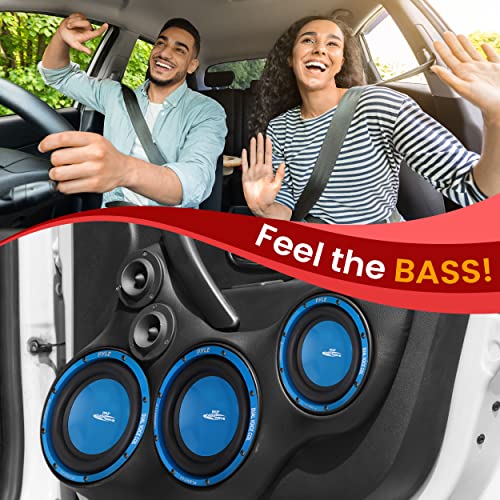 Pyle Car Vehicle Subwoofer Audio Speaker - 10 Inch Blue Injection Molded Cone, Blue Chrome-Plated Plastic Basket, Dual Voice Coil 4 Ohm Impedance, 1000W Power For Vehicle Stereo Sound System PLBW104