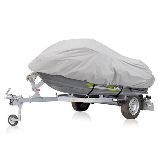 Pyle Marine Grade Polyester Jetski Cover - Size Supports 102” and Under - Heavy Duty Universal Trailer Storage Cover for Personal Watercraft - Waterproof Weather Resistant with Elastic Cord, Gray