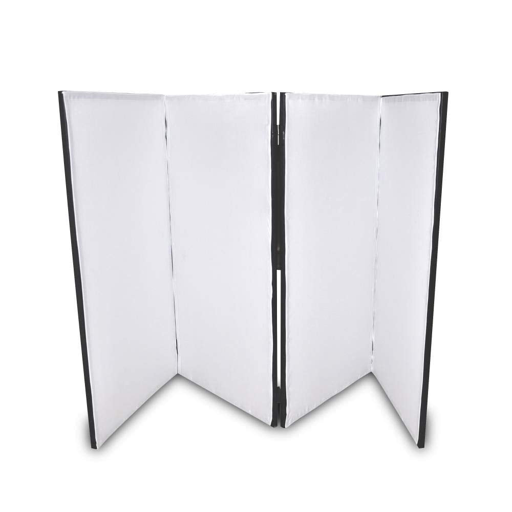 Pyle DJ Booth Foldable Cover Screen - Portable Event Facade Front Board Video Light Projector Display Scrim Panel with Folding Steel Frame Stand, Stretchable Material - PDJFAC12 (48"x24.2"x46" White)