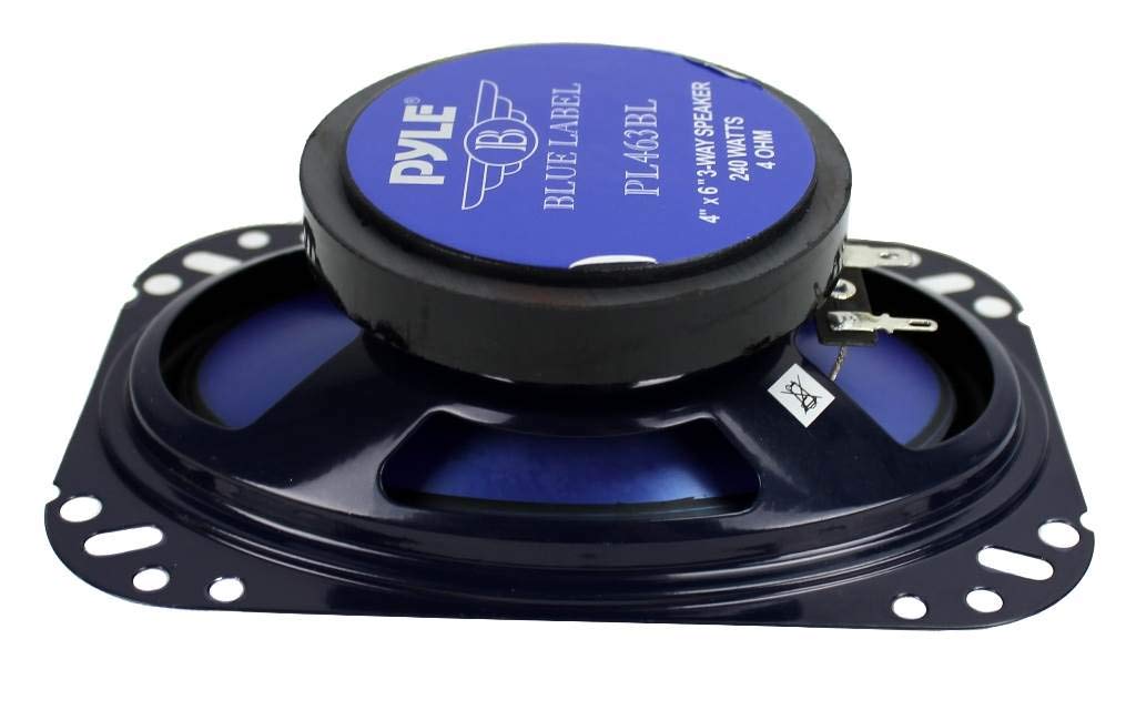 Pyle 4'' x 6'' Three Way Sound Speaker System - Pro Mid Range Triaxial Loud Audio 240 Watt per Pair w/ 4 Ohm Impedance and 3/4'' Piezo Tweeter for Car Component Stereo PL463BL