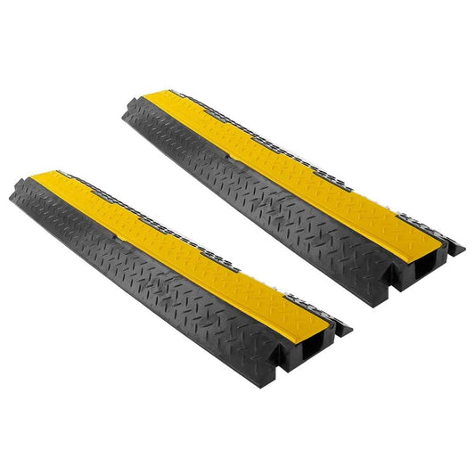 Pyle 40 Inch Cable Protector Ramp - Heavy Duty Driveway Hose & Cord Cover,Speed Bumps for Roads,Extension Cord Protection,Waterproof & Safe for Indoor/Outdoor Use,Pedestrians and Light Vehicles (Pair)