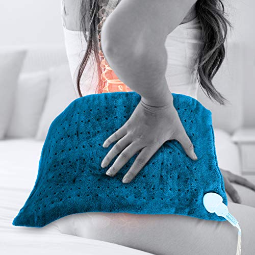 SereneLife Electric Heating Pad For Women - Large Pillow Style Heating Pad For Back & Period Cramps - Instant Heat, Quick Warm Relief For Athletes & Runners - 6 Heat Settings, Auto Off