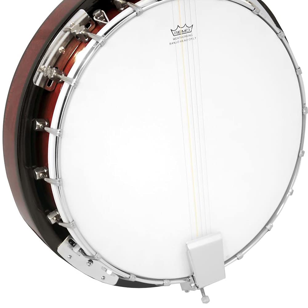 PYLE-PRO 5-String Geared Tunable Banjo with White Jade Tune Pegs & Rosewood Fretboard Polished Rich Wood Finish Maplewood Bridge Stand & Truss Rod Adjustment Tool - PBJ60