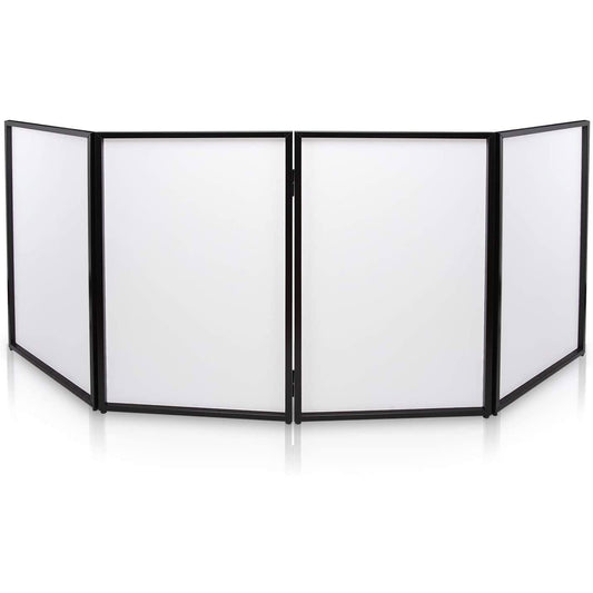 Pyle DJ Booth Foldable Cover Screen - Portable Event Facade Front Board Video Light Projector Display Scrim Panel with Folding Steel Frame Panel Stand, Stretchable Lycra Spandex - PDJFAC10 (White)
