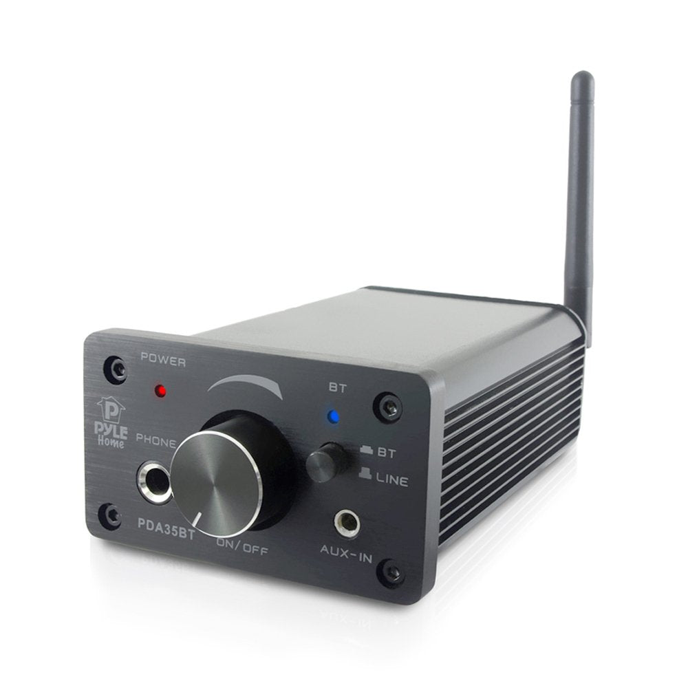 Pyle PDA35BT 100 Watt Mini Bluetooth Power Digital Class D Amplifier & Headphone Amplifier with Two Aux Inputs - 2 Channel Stereo Output - Portable Compact