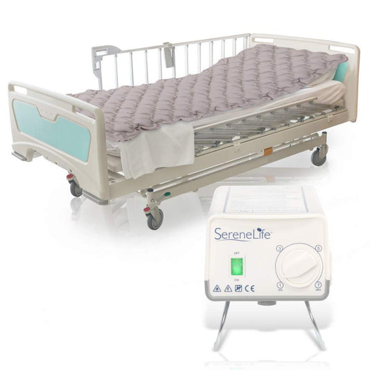 SereneLife Pressure Mattress Air Bubble Pad-Includes Electric Pump System Quiet,Inflatable Bed Air for Pressure,Ulcer and Pressure Sore Treatment-Standard Hospital Bed Size(SLAIRMATR45)