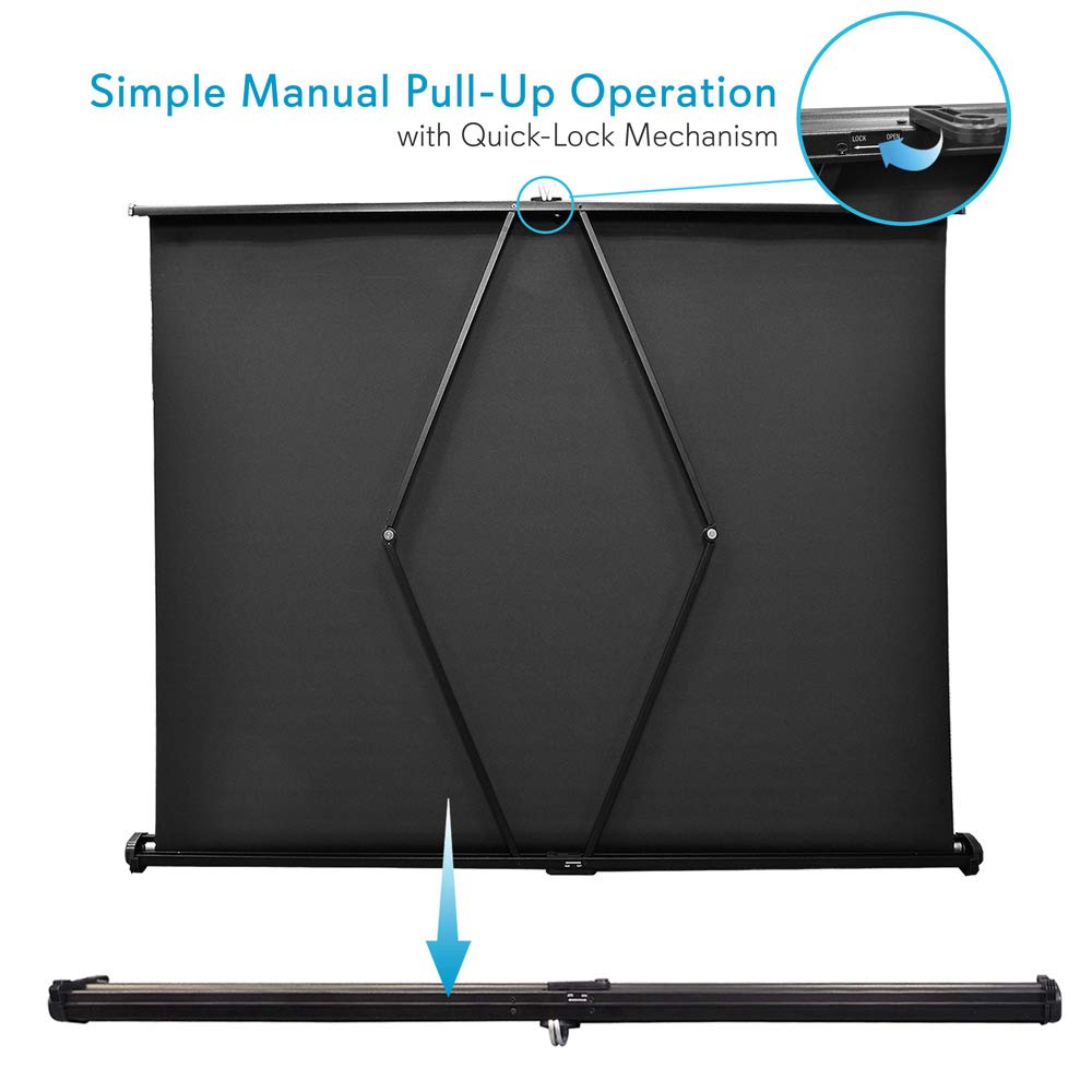 Pyle 50 Inches Projector Screen Portable Floor Standing Fold-Out Roll-Up Tripod Manual, Mobile Movie Screen, Home Theater Cinema Wedding Party Office Presentation, Quick Assembly - PRJTP53,White