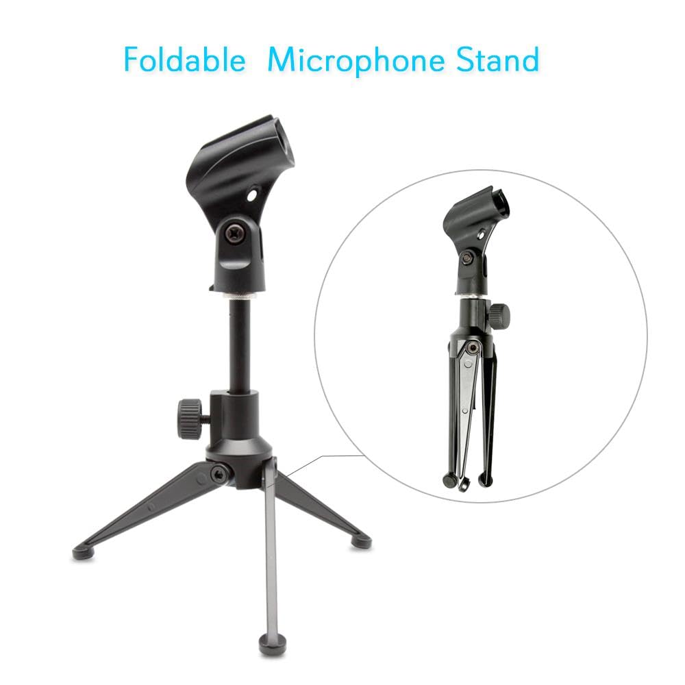 Pyle Desktop Microphone Stand - Heavy Duty Die-Cast Metal Tripod - Adjustable height 4.7” to 8.7” H, Heavy Duty Clutch Supports up to 5 Lbs. - Ideal for Podcasts, Desktop Recording, Office - PMKSDT25