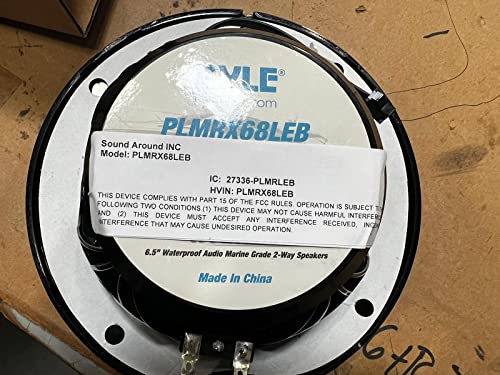 Pyle 6.5” Dual Waterproof Marine Speakers - 250W Outdoor Car/Boat Radio Stereo Speakers Waterproof/Weather Proof Marine Stereo Speakers System Pair LED Mount Speaker Wire Grill PLMRX68LEB (Black)