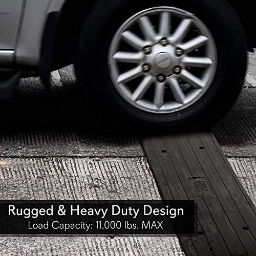 Car Driveway Curb Ramp - Heavy Duty Rubber Threshold Ramp - Also for Loading Dock, Garage, Sidewalk, Truck, Scooter, Bike, Motorcycle, Wheelchair Mobility & Other Vehicle - Pyle PCRBDR24