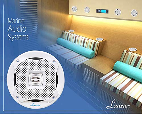 Lanzar 6.5” Dual Waterproof Marine Speakers - 400W 4Ohm Outdoor Car/Boat Radio Stereo Speakers Weather Proof Marine Stereo Speakers System Pair - Mounting Kit Speaker Wire, Grill- Lanzar AQ6CXW,White