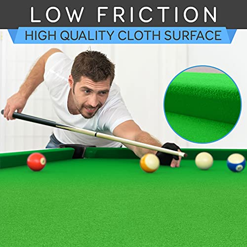 SereneLife 6-Ft Folding Pool Table - Portable Billiard Table - Includes 2X Cue Sticks, Full Set of Balls, Chalk, Brush - Foldable for Kids and Adults - SLPLTB76