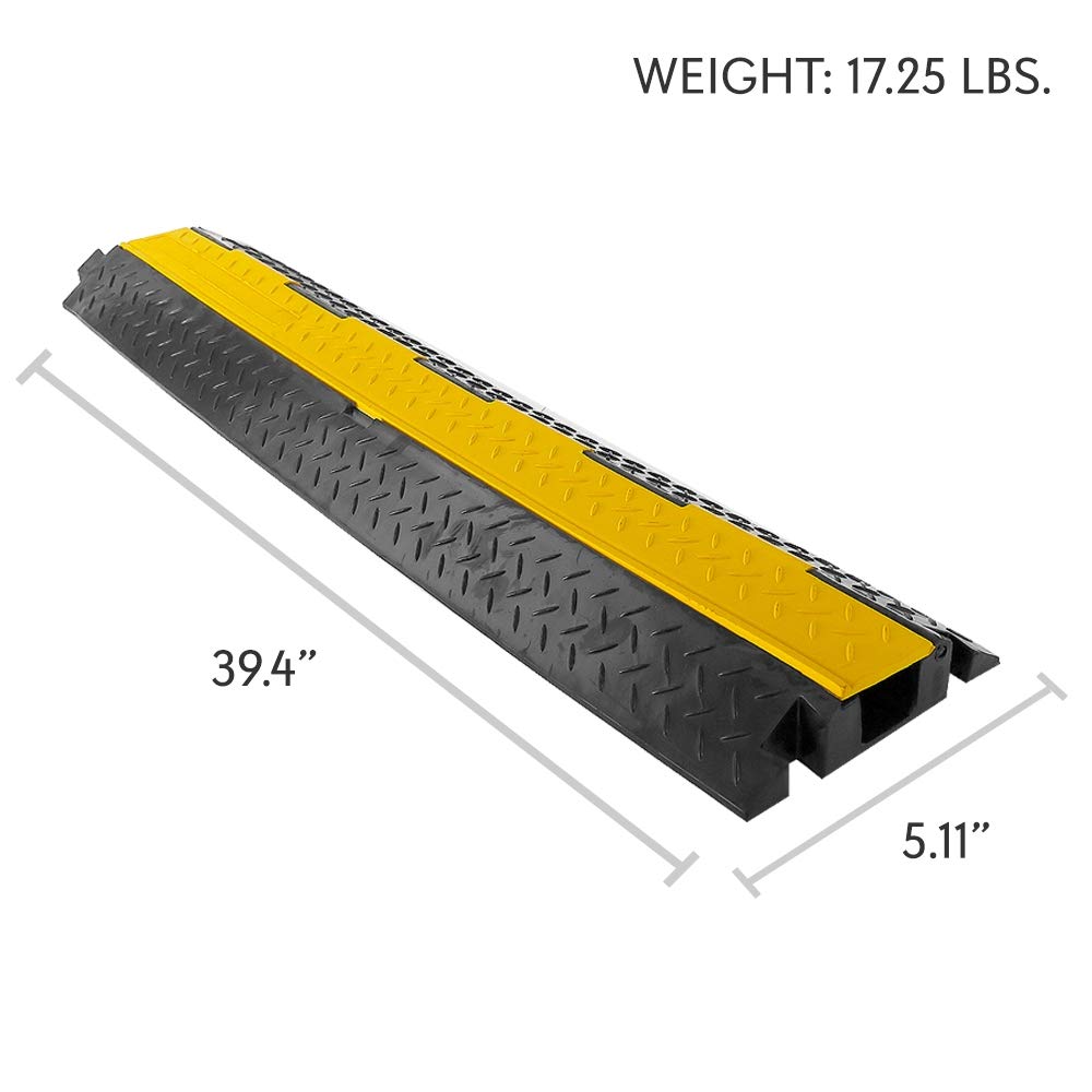 Pyle Durable Cable Protective Ramp Cover - Supports 11000 lbs, Single Channel Heavy Duty Cord Protection with Flip-Open Top Cover, 39.4”x5.11”x1.8” Cable Concealer for Indoor, Outdoor Use - PCBLCO102