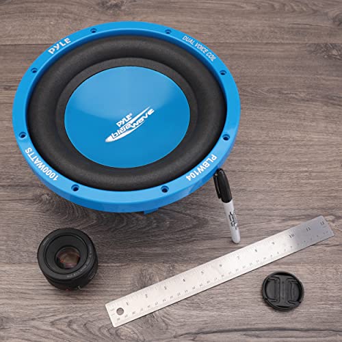 Pyle Car Vehicle Subwoofer Audio Speaker - 10 Inch Blue Injection Molded Cone, Blue Chrome-Plated Plastic Basket, Dual Voice Coil 4 Ohm Impedance, 1000W Power For Vehicle Stereo Sound System PLBW104