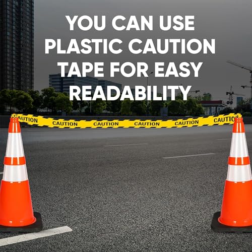 Pyle 28" PVC Traffic Cones, 4-Pack Safety Cones for Parking, Construction, Roadwork, & Sports Training, High-Visibility Orange, Durable, Stackable Design, Heavy-Duty Base for Stability in All Weather