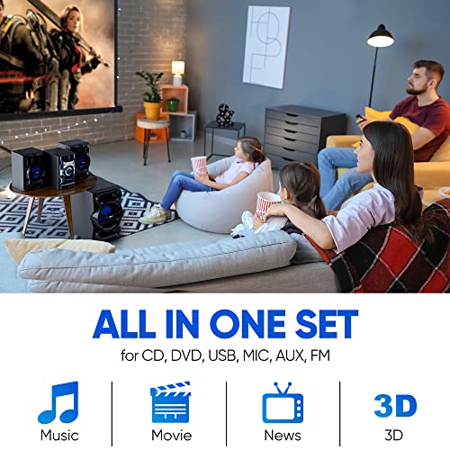 Pyle 3-Piece Wireless Bluetooth Stereo System - 1000 Watt DVD Shelf System for Home with DVD Player, MP3, USB, FM Radio, Bass Reflex Speaker, and Remote Control, Compact & Portable