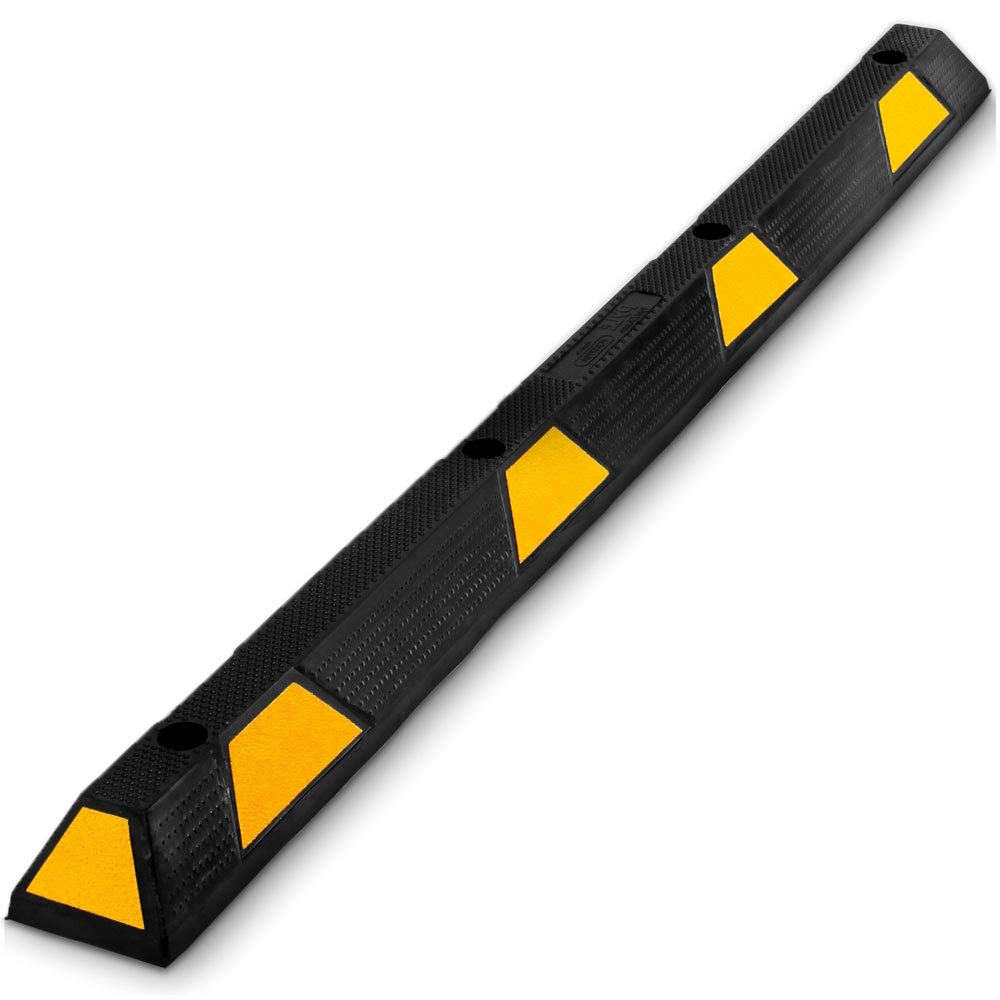 Pyle Curb Parking Garage Floor Stopper - 72 Inch Extra Wide Heavy Duty Rubber Parking Lot Stopper, for Vehicles Truck Driveway, Protect Bumpers for Cars Vans Trucks - Pyle PCRSTP14, Black