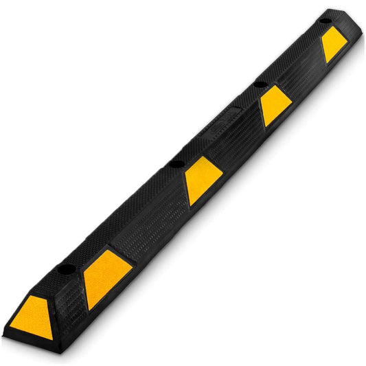 Pyle Curb Parking Garage Floor Stopper - 72 Inch Extra Wide Heavy Duty Rubber Parking Lot Stopper, for Vehicles Truck Driveway, Protect Bumpers for Cars Vans Trucks - Pyle PCRSTP14, Black
