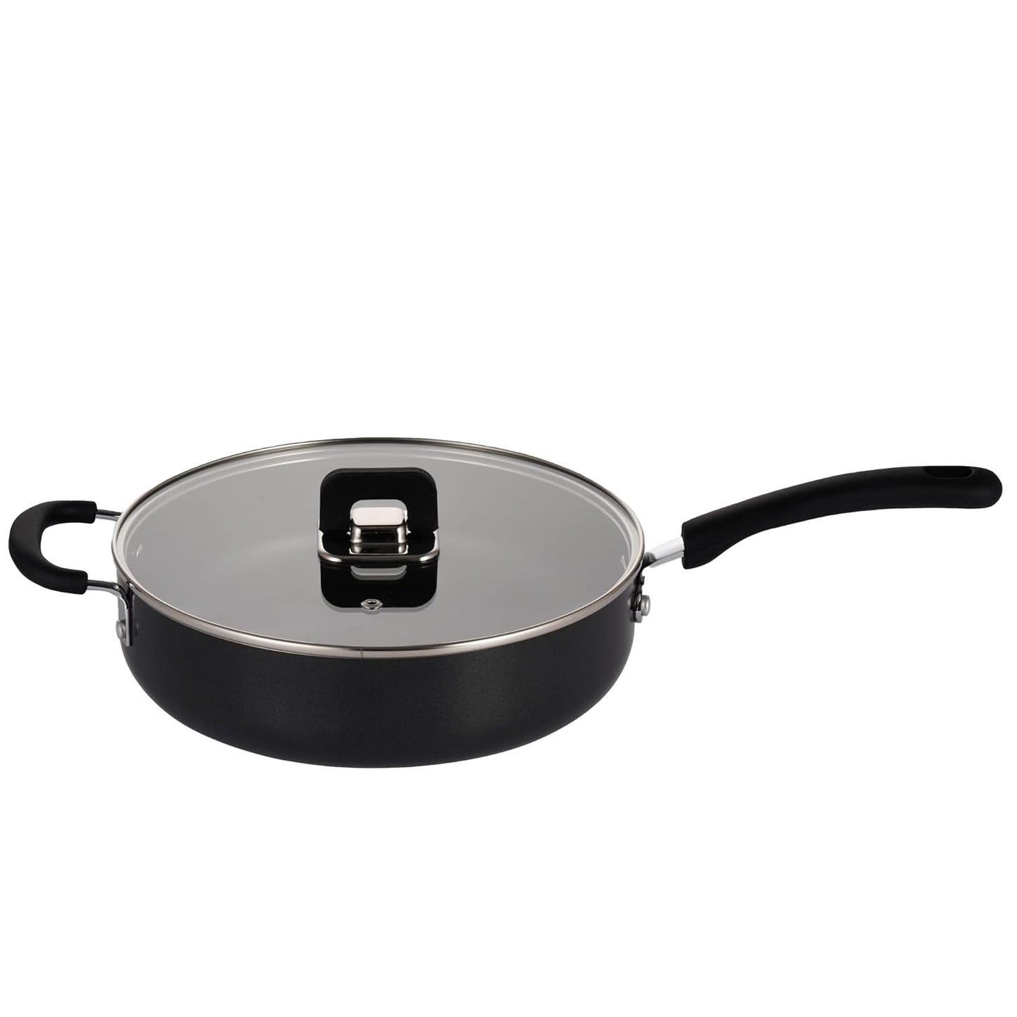 NutriChef Saute Pan with Lid-Non-Stick Stylish Kitchen Cookware with Foldable Knob, 3.7 Quart, Works with Model: NCCWSTKBLK (Black), One Size