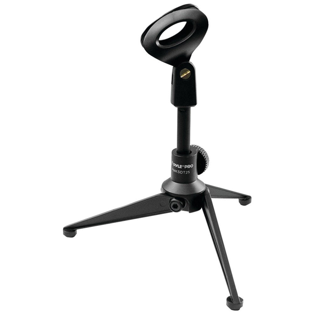 Pyle Desktop Microphone Stand - Heavy Duty Die-Cast Metal Tripod - Adjustable height 4.7” to 8.7” H, Heavy Duty Clutch Supports up to 5 Lbs. - Ideal for Podcasts, Desktop Recording, Office - PMKSDT25